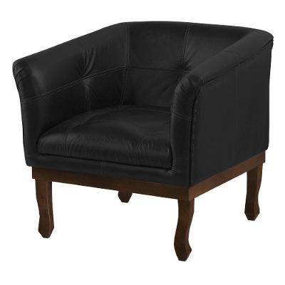 Poltrona Decorativa Noah Couro Preto Fosco