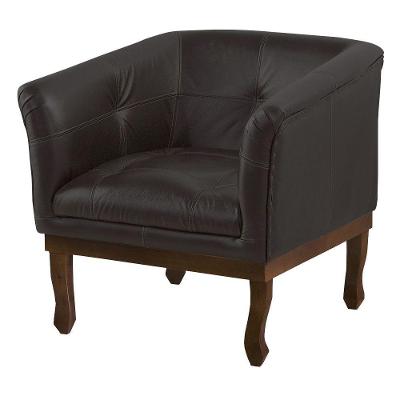 Poltrona Decorativa Noah Couro Marrom Fosco