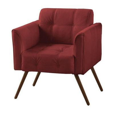 Poltrona Decorativa Bia Couro Vermelho