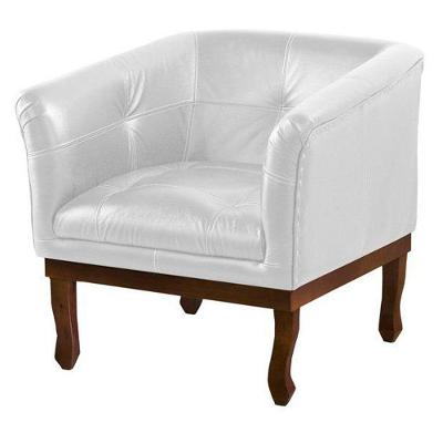 Poltrona Decorativa Noah Couro Branco