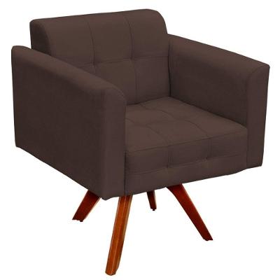 Poltrona Decorativa Sala De Estar Ana Suede Marrom