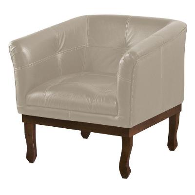 Poltrona Decorativa Noah Couro Bege 66 Fosco