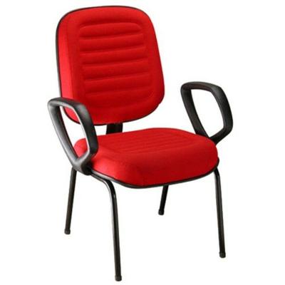 Poltrona Diretor Com Braços Blenda Base Fixa Palito Vermelho