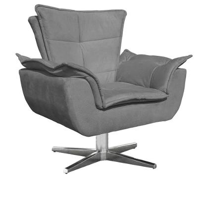 Poltrona Giratória Opala Suede Grafite Base Estrela Cromada