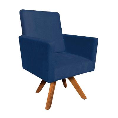 Poltrona Giratória Nina Suede Azul Marinho