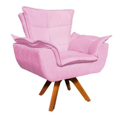 Poltrona Giratória Opala Suede Rosa Bebê