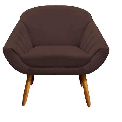 Poltrona Giovana Suede Marrom Pés Palito Castanho D´rossi