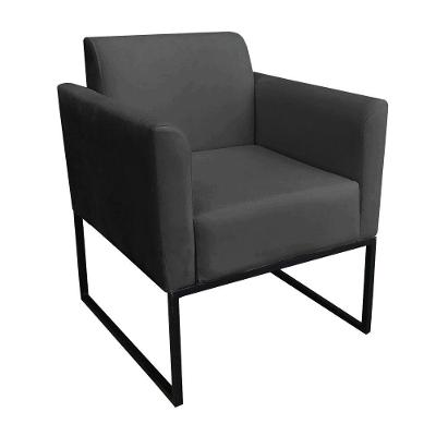Poltrona Marisa Suede Base Industrial Metálica Preto