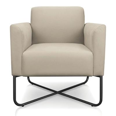 Poltrona Marisa Suede Base X Industrial Preta D´rossi Bege