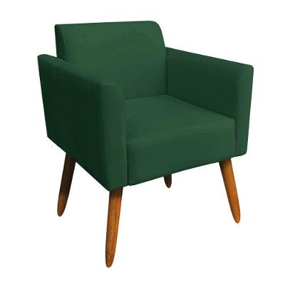 Poltrona Marisa Suede Verde Pés Palito Castanho D´rossi