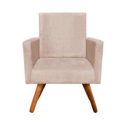 Poltrona Nina Suede Pés Palito Castanho D´rossi Bege