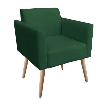Poltrona Marisa Suede Verde Pés Palito Natural D´rossi