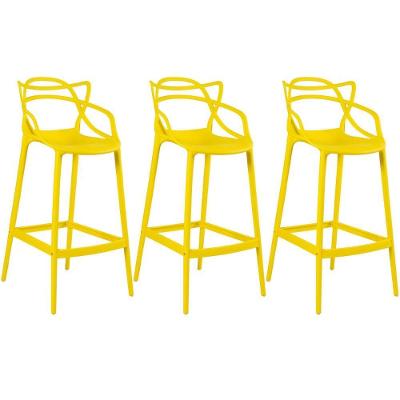 Kit 3 Banquetas Altas Masters Allegra 76 Cm Amarelo