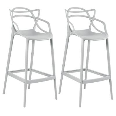 Kit 2 Banquetas Altas Masters Allegra Cinza Claro Cinza Claro