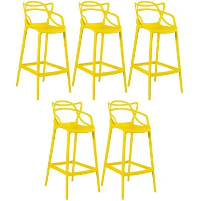 Kit 5 Banquetas Altas Masters Allegra 76 Cm Amarelo Amarelo