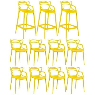 8 Cadeiras + 3 Banquetas Altas Masters Allegra Amarelo
