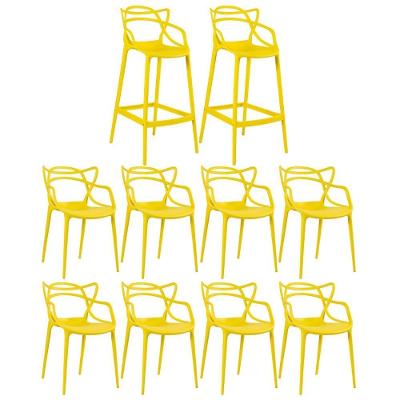 8 Cadeiras + 2 Banquetas Altas Masters Allegra Amarelo