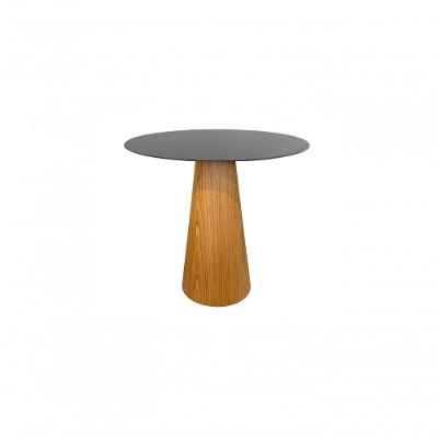 Mesa Cone Para Sala De Jantar - Madeira Freijó Tampo 60cm Laca Preta Marrom