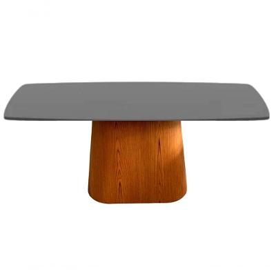 Mesa De Jantar Retangular 220x120 Cm Oval Em Madeira Preto