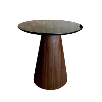 Mesa Lateral Base Imbuia Rajado Tampo 41Cm Preta Marrom