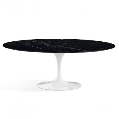 Mesa De Jantar Saarinen Oval 160X90cm Mármore Nero Branco