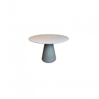 Mesa De Jantar Cone Cimento Queimado 160cm Tampo Laqueado Branco Branco
