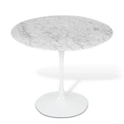Mesa de Jantar Tulipa Saarinen Redonda 100cm Mármore Carrara 