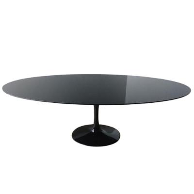 Mesa de Jantar Tulipa Oval 120x80cm Laqueada e Vidro Preto