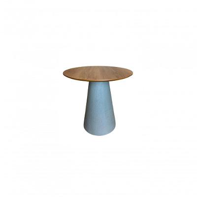 Mesa De Apoio Cone Base Cimento Texturizado - Tampo Mezzo Castani 70 Cm Altura 60 Cm Cor Cinza Claro