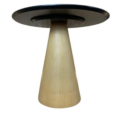 Mesa Cone 80cm Base Madeira Natural Freijó Claro Tampo Preto