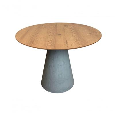 Mesa De Apoio Cone Base Cimento Texturizado - Tampo Mezzo Castani 60 Cm Altura 70 Cm Cor Cinza Claro