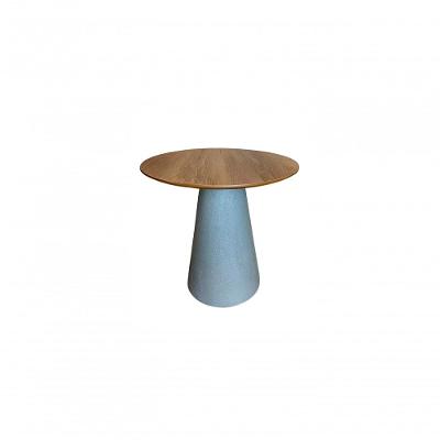 Mesa De Apoio Cone Base Cimento Texturizado - Tampo Mezzo Castani 50 Cm Altura 70 Cm Cor Cinza Claro