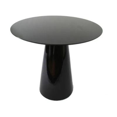 Mesa Lateral Cone Redonda 51cm Laqueada Preto.