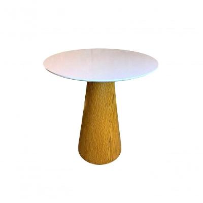 Mesa De Jantar Cone 70 Cm Base Madeira Freijó Tampo Laqueado Branco Cor Marrom