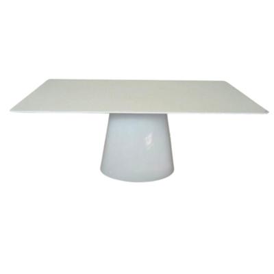 Mesa De Jantar Cone Retangular 180x100 Cm Base Oval Laca Branca Tampo Laca Branca Cor Branco