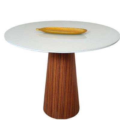 Mesa De Jantar Cone 80 Cm + Vidro Branco