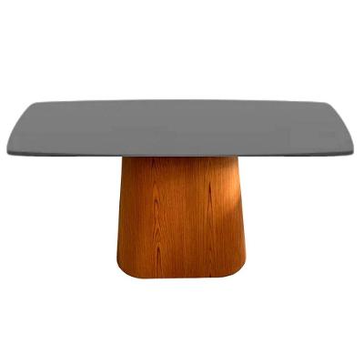Mesa De Jantar Cone Retangular 235X122cm Tampo Laqueado Preto Preto