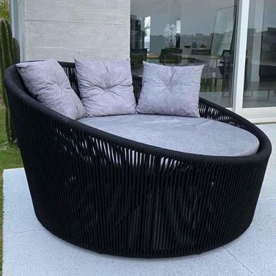 Chaise Palmeira Preta Linus Mescla Cinza Claro