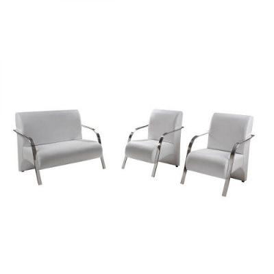 Conjunto Poltrona Vênus Braço Alumínio DSalla Courino Branco