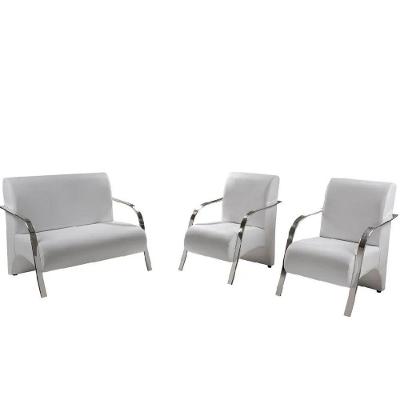 Conjunto Poltrona Vênus Braço Alumínio Dsalla Courino Branco