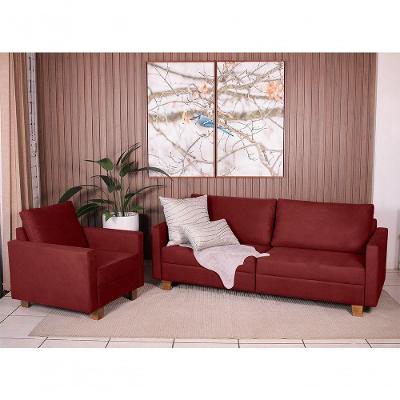 Conjunto Sofá 1,60 2 Lugares E Poltrona Plaza Bordô - Straub Web