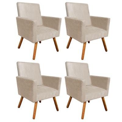 Kit 04 Poltronas Nina Bege Castanho