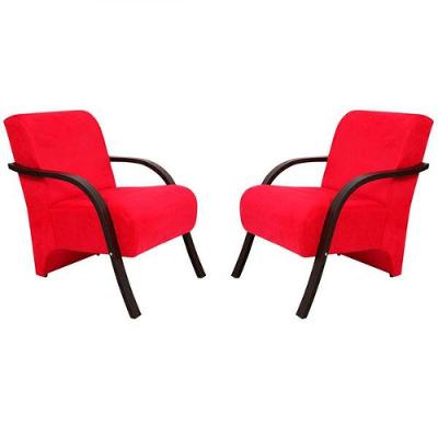 Kit 2 Poltronas Vênus 1 Lugar Suede Vermelho