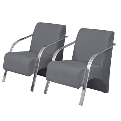 Kit 2 Poltronas Vênus 1 Lugar Pé Alumínio Grafite