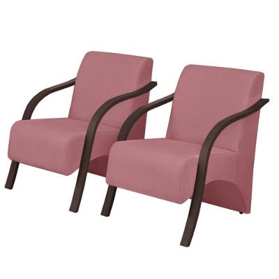 Kit 2 Poltronas Vênus 1 Lugar Braço Pé Madeira Rosa