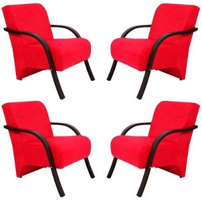 Kit 4 Poltronas Vênus 1 Lugar Suede Vermelho