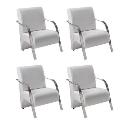 Kit 4 Poltronas 1 Lugar Vênus Pé Alumínio Courino Branco