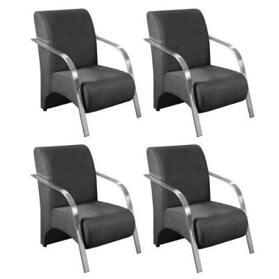 Kit 4 Poltronas 1 Lugar Vênus Pé Alumínio Grafite