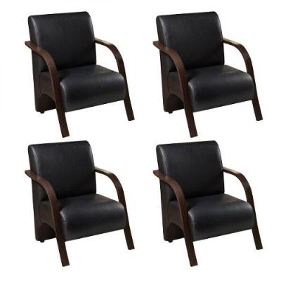 Kit 4 Poltronas 1 Lugar Vênus Madeira Courino Preto