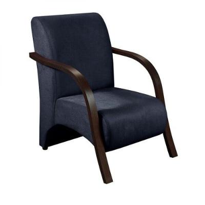 Poltrona 1 Lugar Vênus Pé Madeira Suede Azul Bic.